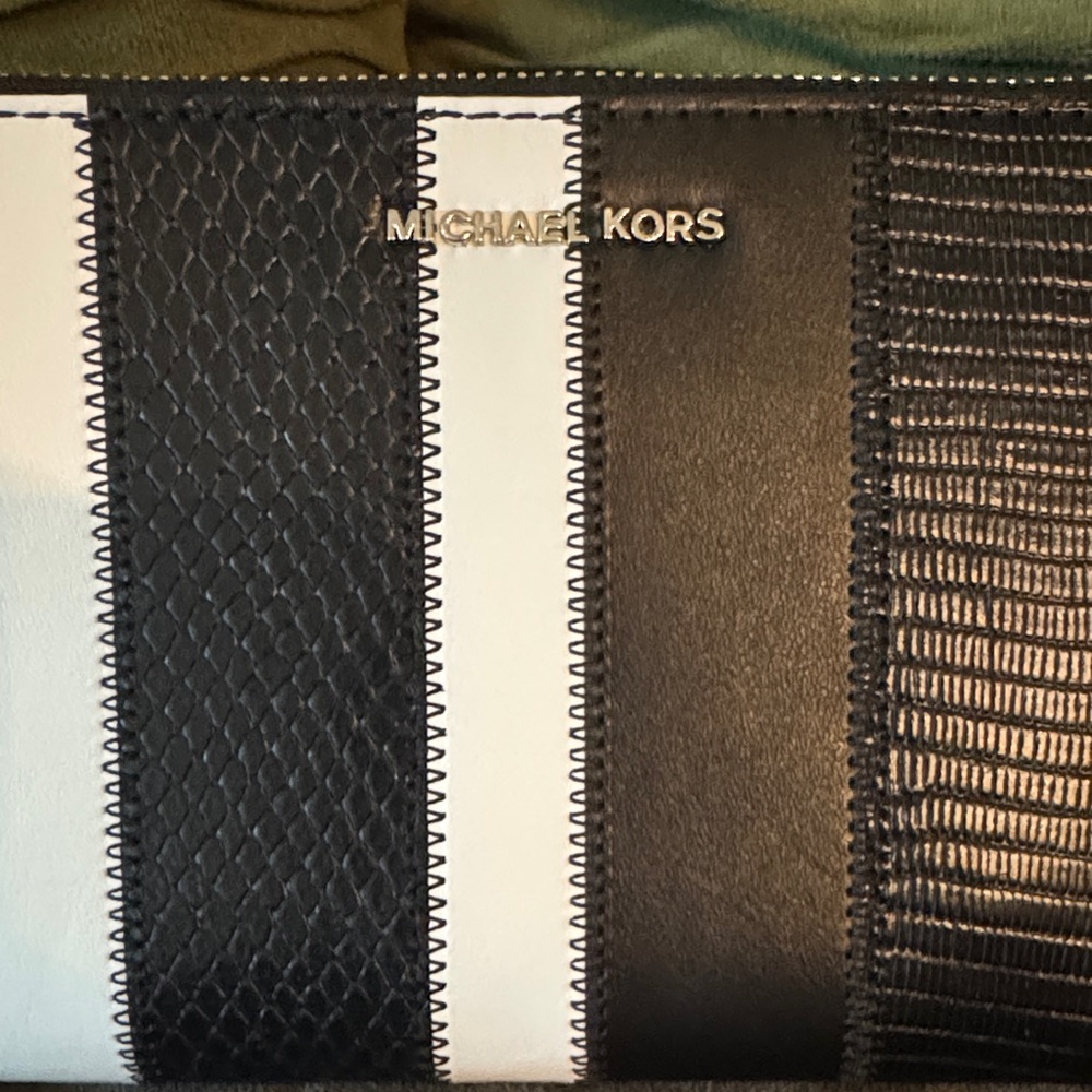 Michael Kors Black and White Striped Men's Wallet